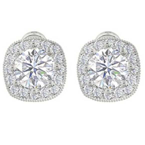 Zaxie by Stefanie Taylor Cushion Cut CZ Halo Studs - Picture 3 of 5